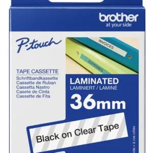 Brother TZe-161 36mm Black on Clear Laminated Tape — box front