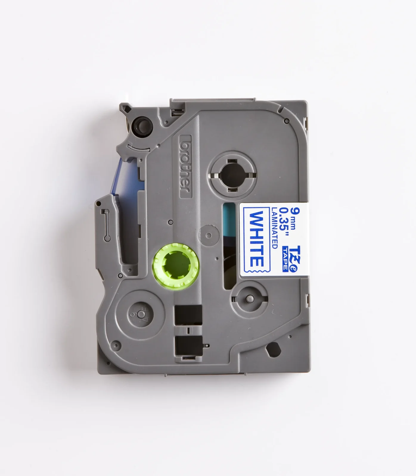 Brother TZe-223 9mm Blue on White Laminated Tape — tape cassette
