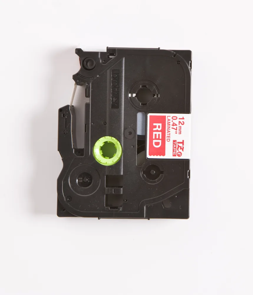 Brother TZe-435 12mm White on Red Laminated Tape — tape cassette