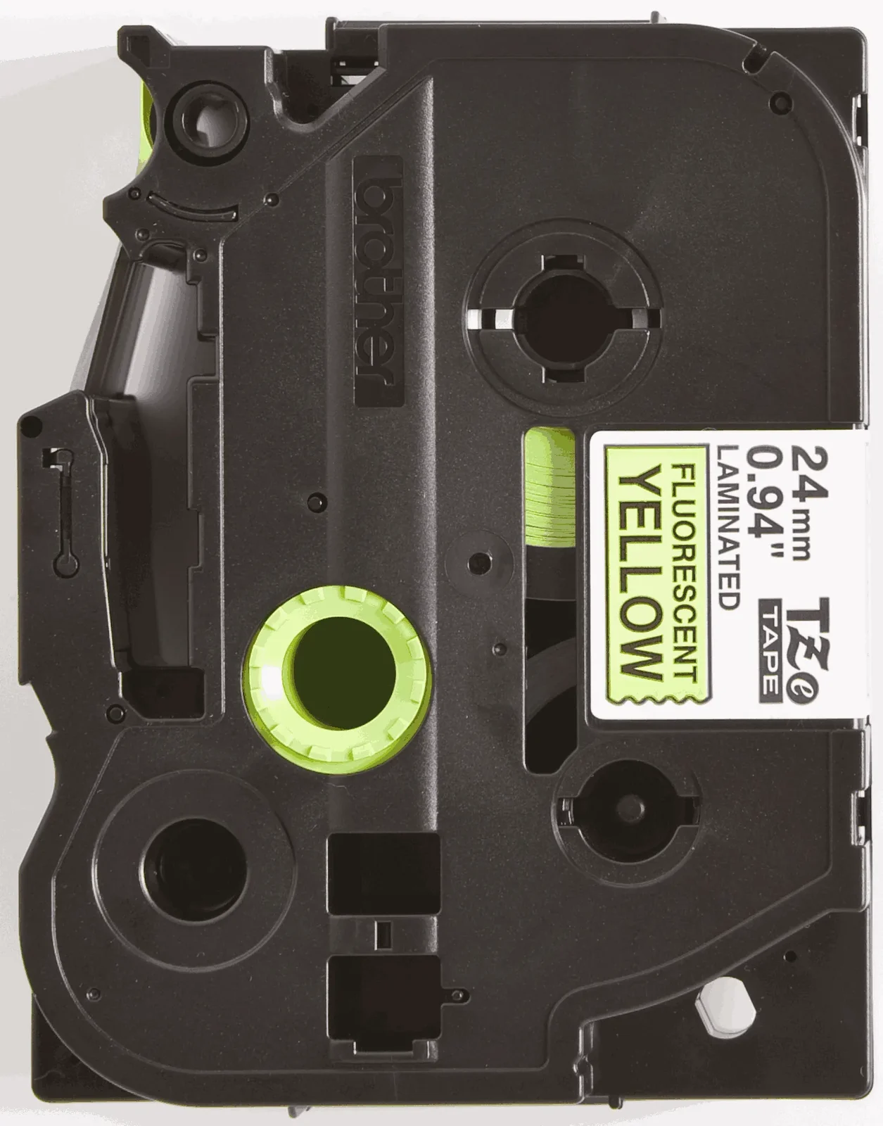 Brother TZe-C51 24mm Black on Yellow Fluorescent Laminated Tape — tape cassette