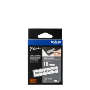 Brother TZe-SE4 18mm Black on White Security Laminated Tape — box front