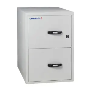 Chubbsafes Fire File 31 M-135 two-drawer cabinet front view with drawers closed