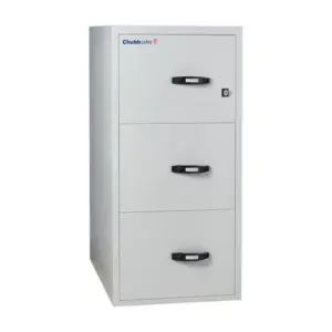 Chubbsafes Fire File 31 M-205 3-drawer cabinet front with all drawers closed