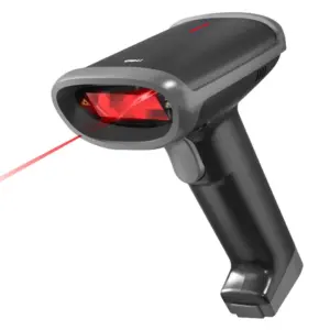 Deli ES226 handheld barcode scanner in angled view
