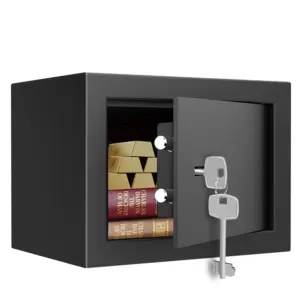 Deli ET560 mechanical safe with door open and key