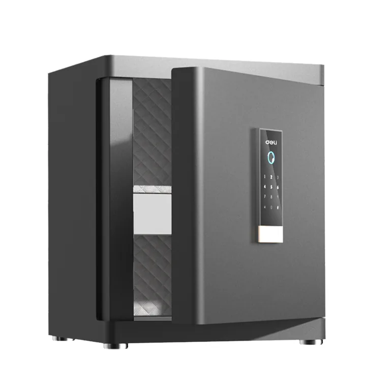 Deli ET593 automatic door safe in an angled view