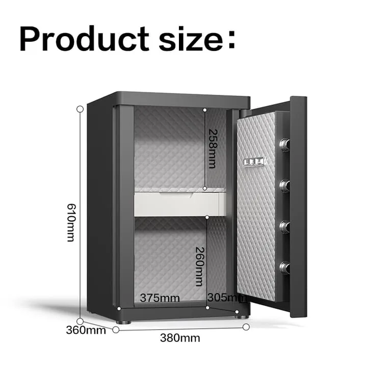 Deli ET594 automatic door safe dimensions detail view