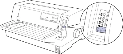 Epson LQ-680Pro — paper-thickness lever diagram; Auto position applies to LQ-680Pro