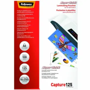 Fellowes A4 SuperQuick Glossy Laminating Pouches product view