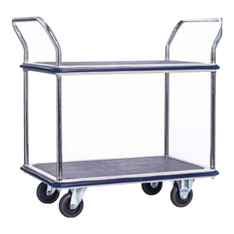 Mystar M03-MM304 double decker metal platform trolley featuring a handle at each end.