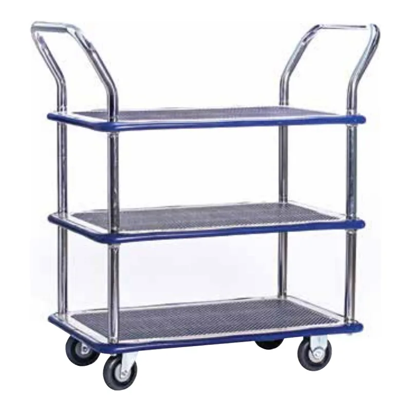 Mystar M03-MM305 triple decker platform trolley with a handle at each end.