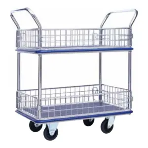 Mystar M03-NF327 double decker trolley showing wire side netting on both decks