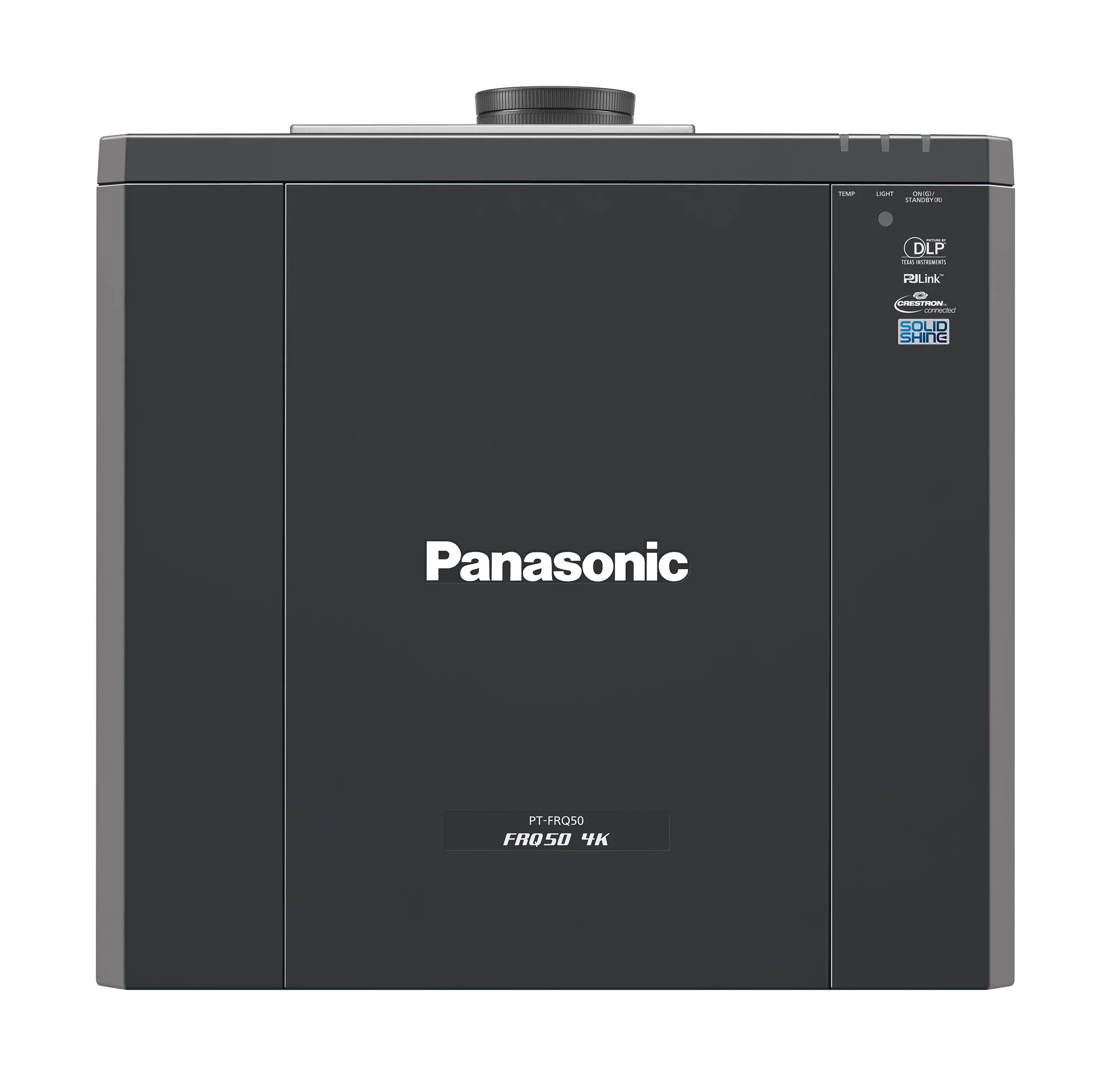 Panasonic PT-FRQ50 fixed-lens projector shown from the top view