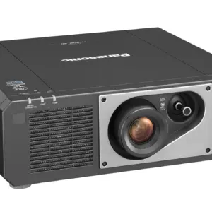 Panasonic PT-FRQ50 fixed-lens projector shown in angled right view