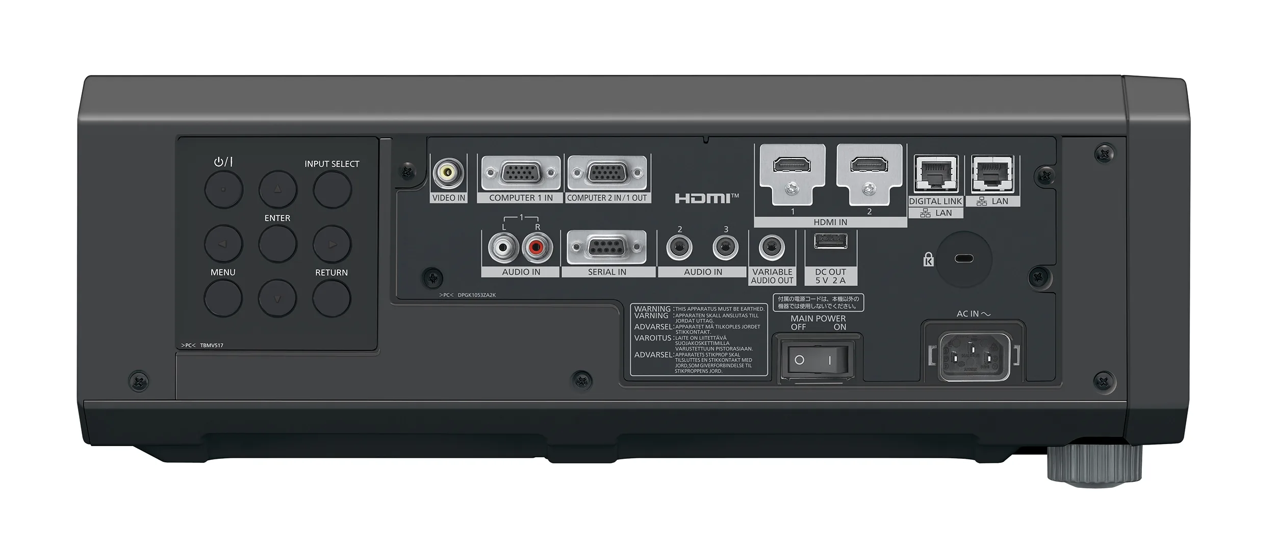 Panasonic PT-FRZ60 laser projector side controls view