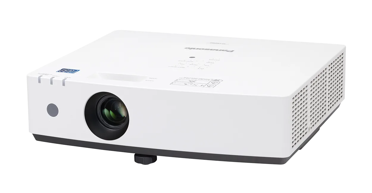 Panasonic laser projector shown from an angled right view