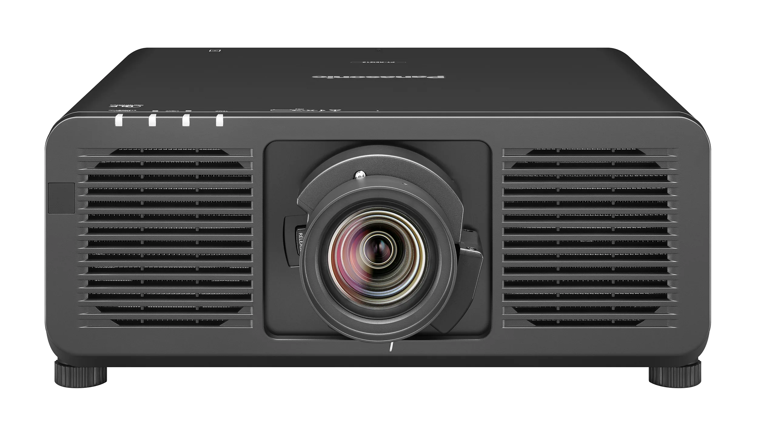 Panasonic black projector shown from the front view