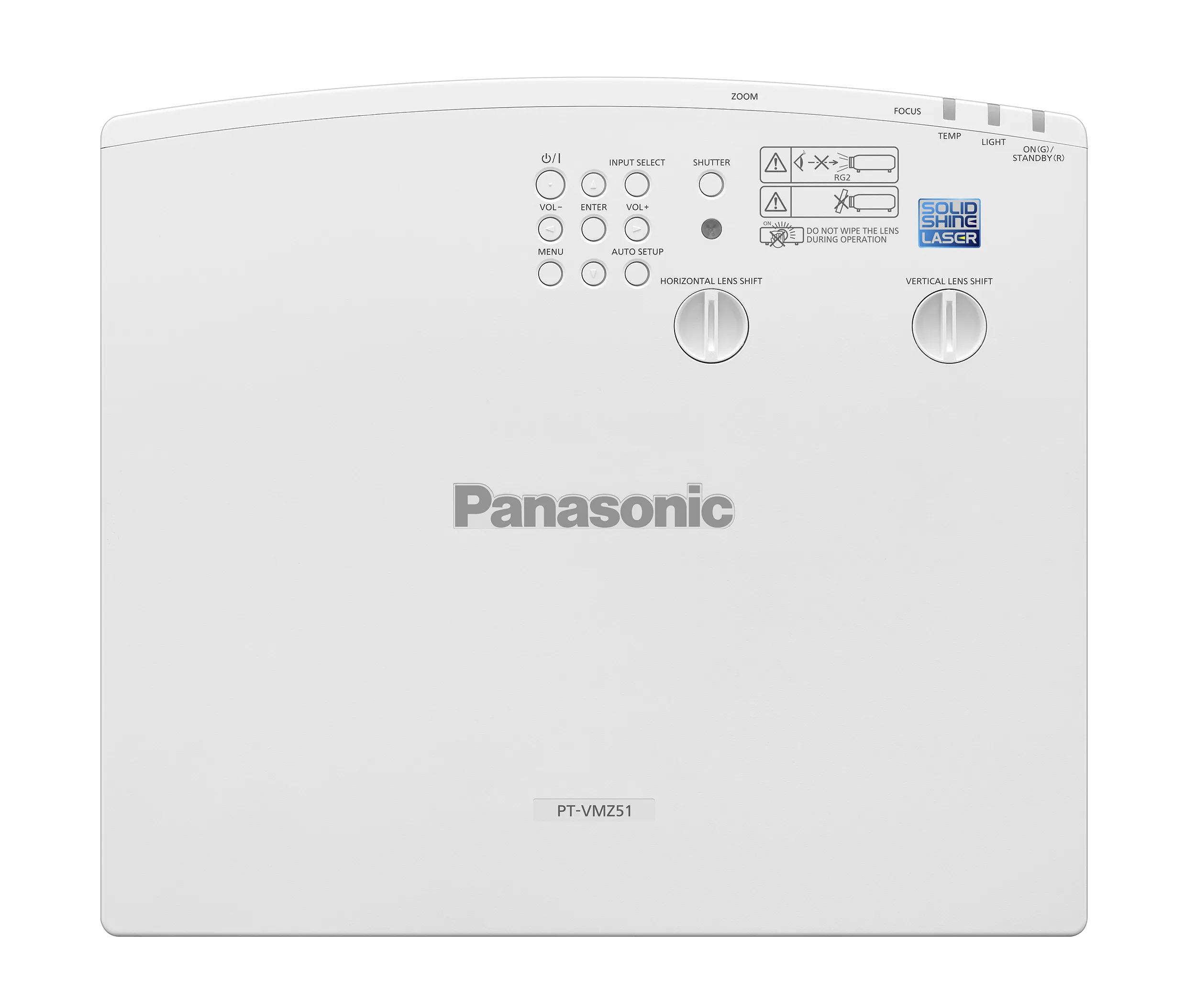 Panasonic PT-VMZ51 projector shown from the top view