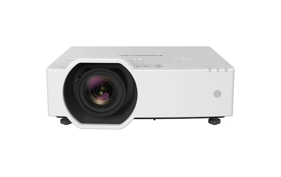 Panasonic projector shown from the front view in white