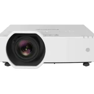 White Panasonic laser projector shown from the front